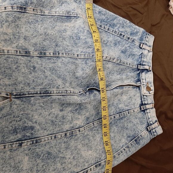 Vintage Chic High Waisted Knee Length Stonewash Acid Wash Denim Skirt Small - Picture 8 of 10